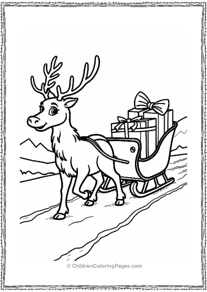 Frozen Reindeer Sleigh In A Snowy Landscape Free PDF Printable