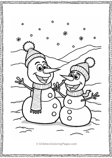 Frozen Snowman Friends In A Winter Scene Free PDF Printable