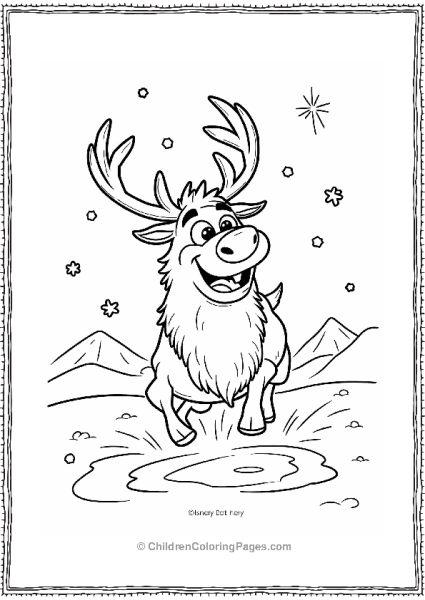 Frozen Sven’s Snowy Playtime Scene Free PDF Printable