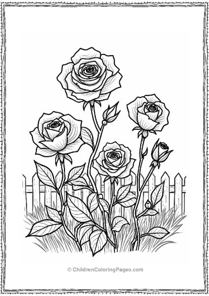 Garden Of Roses Coloring Page Free PDF Printable