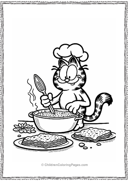 Garfield Cooking Lasagna Free PDF Printable