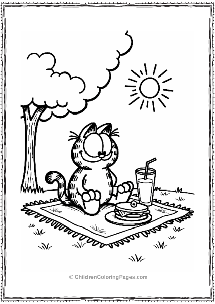 Garfield Enjoying A Summer Picnic Free PDF Printable