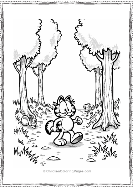 Garfield Exploring A Forest Path Free PDF Printable