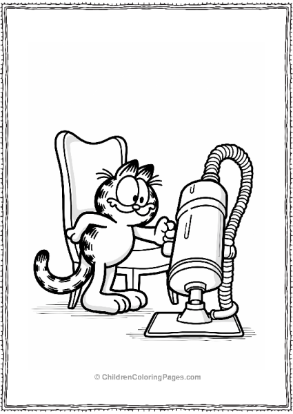 Garfield Hiding From A Vacuum Cleaner Free PDF Printable