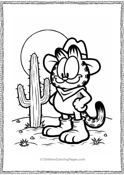 Garfield In A Western Scene Free PDF Printable