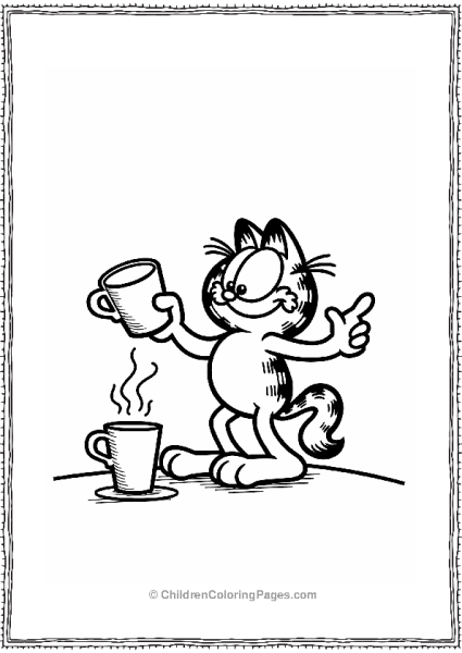 Garfield Knocking Over A Cup Free PDF Printable