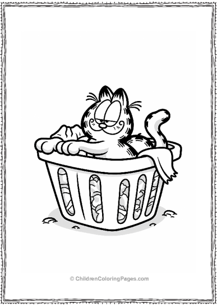 Garfield Lounging In A Laundry Basket Free PDF Printable