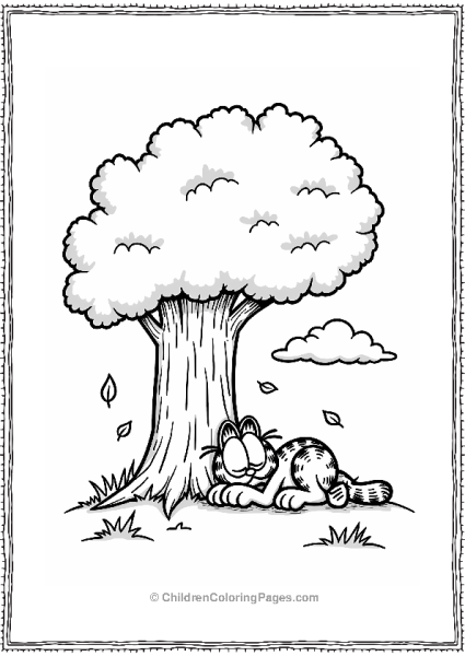 Garfield Napping Under A Tree Free PDF Printable