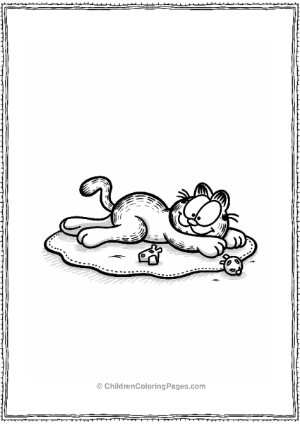 Garfield Relaxing On A Soft Rug Free PDF Printable