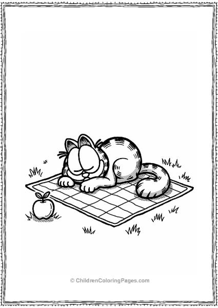 Garfield Snoozing On A Picnic Blanket Free PDF Printable