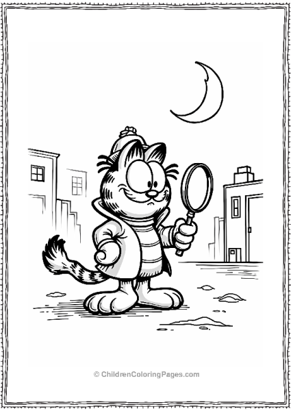 Garfield The Detective In A Moonlit Scene Free PDF Printable