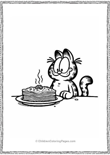 Garfield With A Big Plate Of Lasagna Free PDF Printable