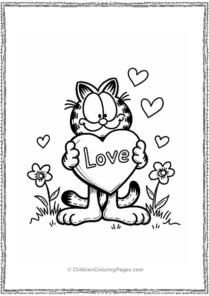 Garfield With A Valentine Heart Free PDF Printable