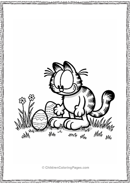 Garfield With Easter Eggs In A Grassy Field Free PDF Printable