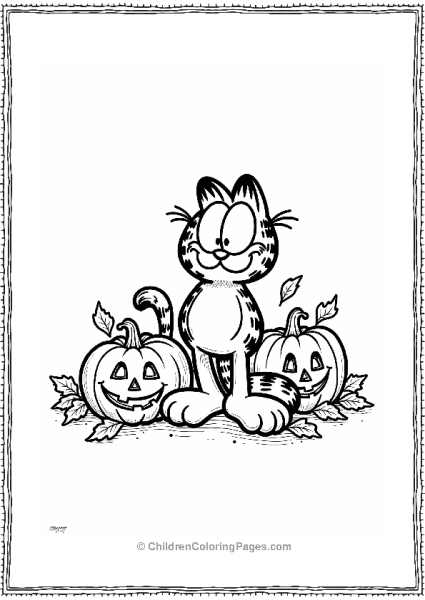 Garfield With Happy Pumpkins Free PDF Printable