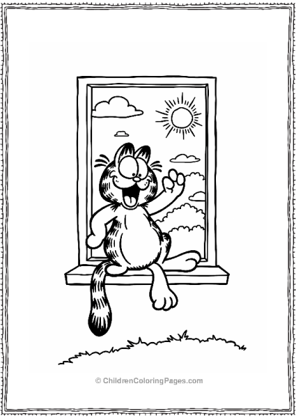 Garfields Morning Routine On The Windowsill Free PDF Printable