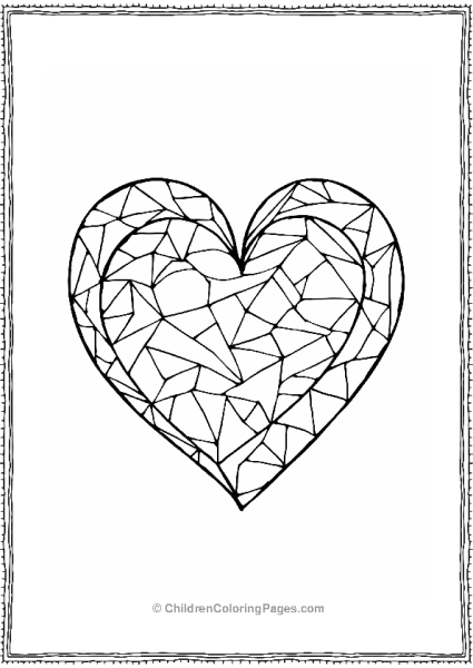 Geometric Heart Shapes Coloring Page Free PDF Printable