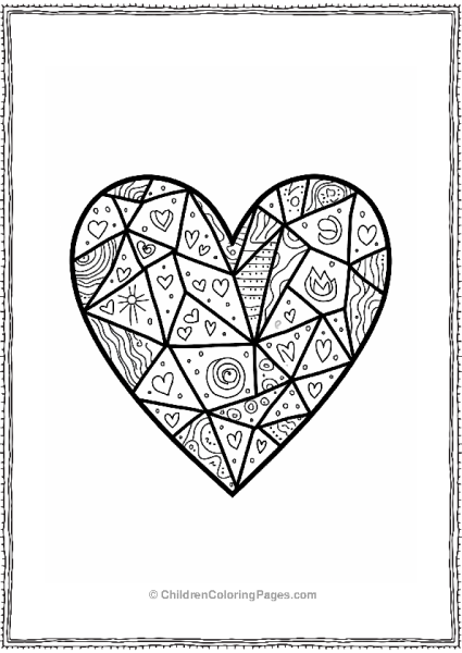 Geometric Heart With Whimsical Patterns Free PDF Printable