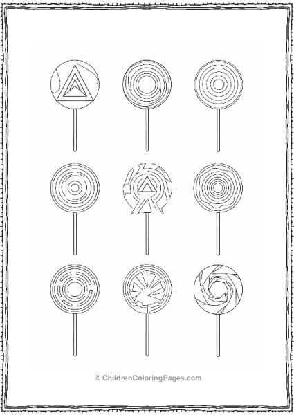 Geometric Lollipop Patterns Free PDF Printable