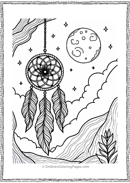 Giant Dream Catcher Under A Glowing Moon Free PDF Printable