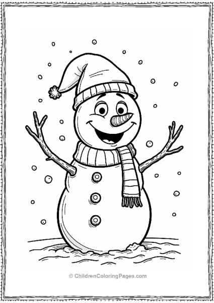 Giant Snowman In A Snowy Yard Free PDF Printable