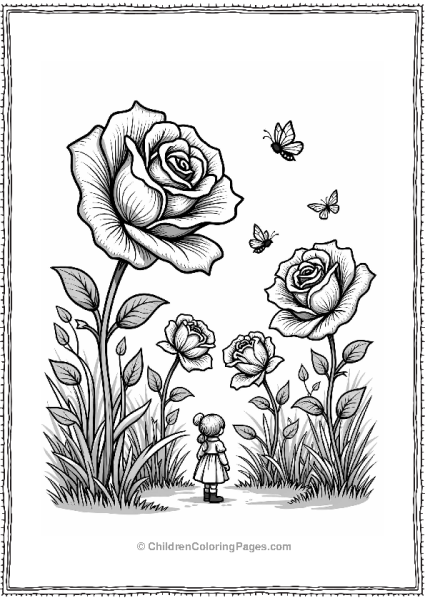 Gigantic Roses Garden With Child Free PDF Printable