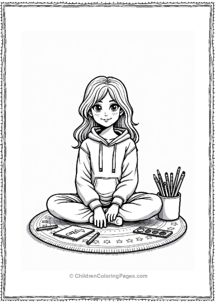 Girl Drawing With Art Supplies Free PDF Printable