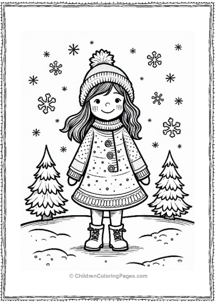 Girl In Knitted Dress In Winter Wonderland Free PDF Printable