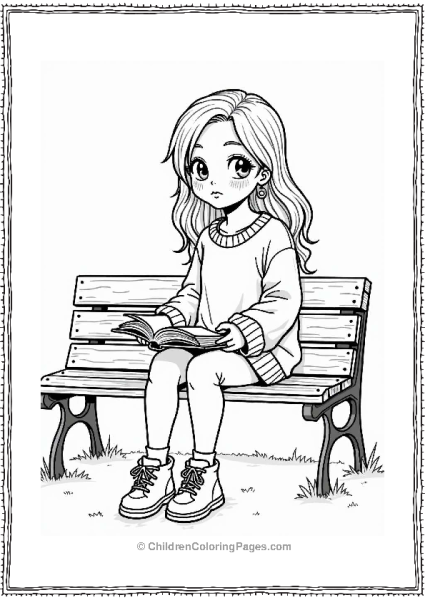 Girl In Oversized Sweater On Park Bench Free PDF Printable