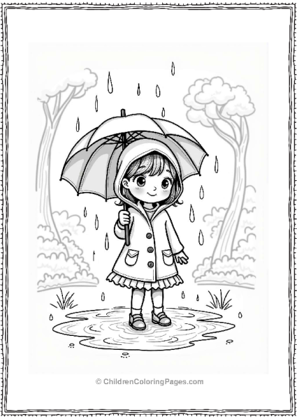 Girl In Raincoat Splashing In Puddles Free PDF Printable