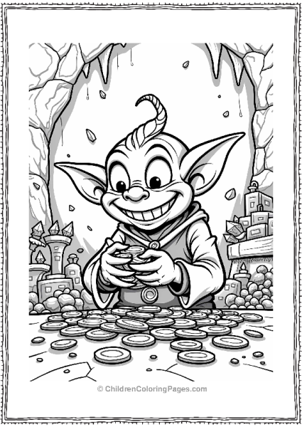 Greedy Goblin In His Cluttered Den Free PDF Printable