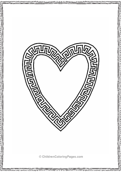 Greek Key Heart Design Free PDF Printable