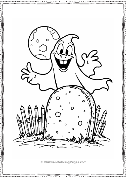 Grinning Ghost In A Haunted Graveyard Free PDF Printable