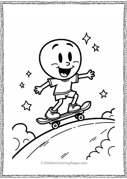 Cartoon Network Gumball Skateboarding With Stars And Clouds Free PDF Printable