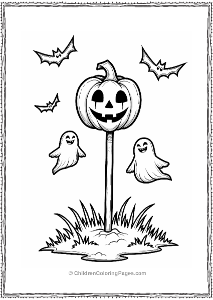 Halloween Pumpkin Lollipop Scene Free PDF Printable