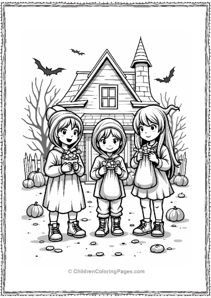 Halloween Trick Or Treat Scene Free PDF Printable