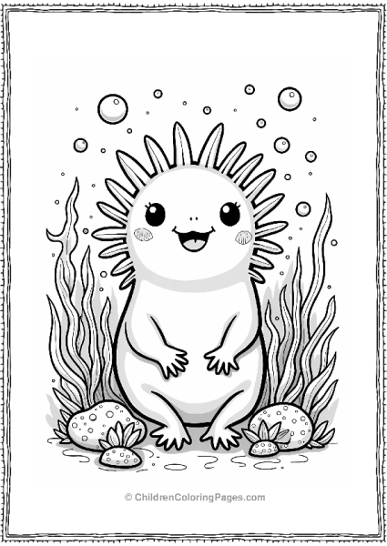 Happy Axolotl In A Colorful Garden Free PDF Printable