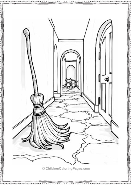 Happy Broom In Castle Corridor Free PDF Printable