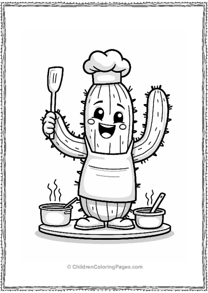 Happy Cactus Chef In The Kitchen Free PDF Printable