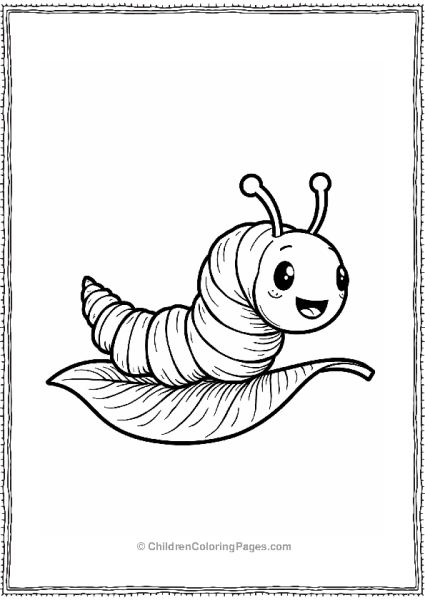 Happy Caterpillar On A Leaf Free PDF Printable