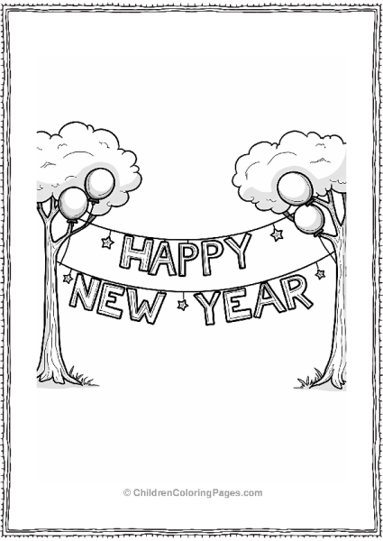 Happy New Year Banner Illustration Free PDF Printable