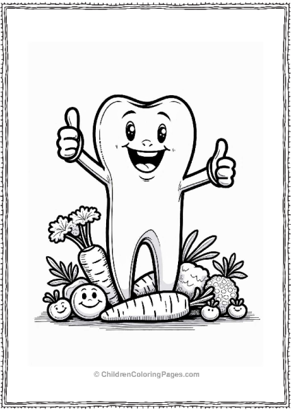 Happy Tooth With Colorful Vegetables Free PDF Printable