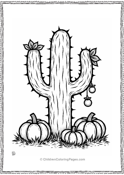 Harvest Cactus And Autumn Elements Free PDF Printable