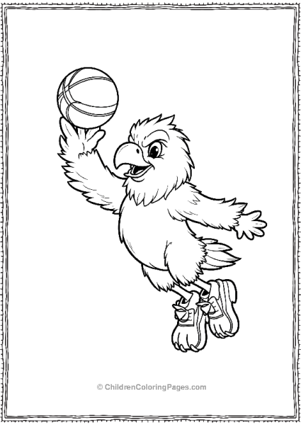 Hawk Mascot Dunking A Basketball Free PDF Printable