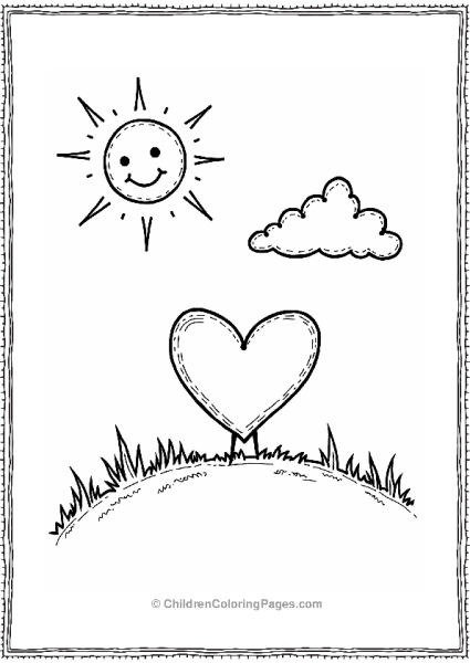 Heart And Sun On A Grassy Hill Free PDF Printable