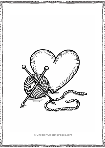 Heart And Yarn Illustration Free PDF Printable