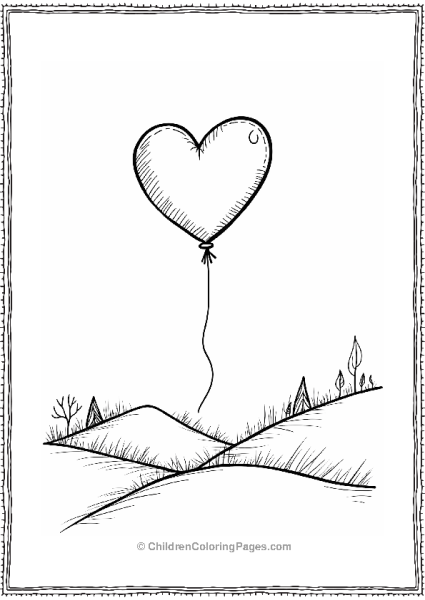 Heart Balloon Above A Landscape Free PDF Printable