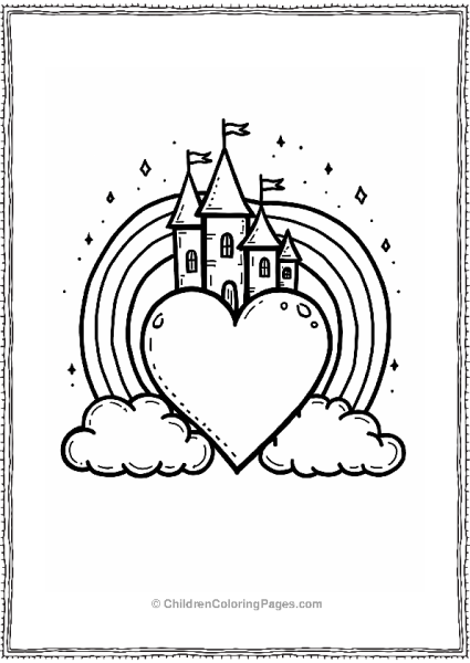 Heart Castle With Rainbow Free PDF Printable