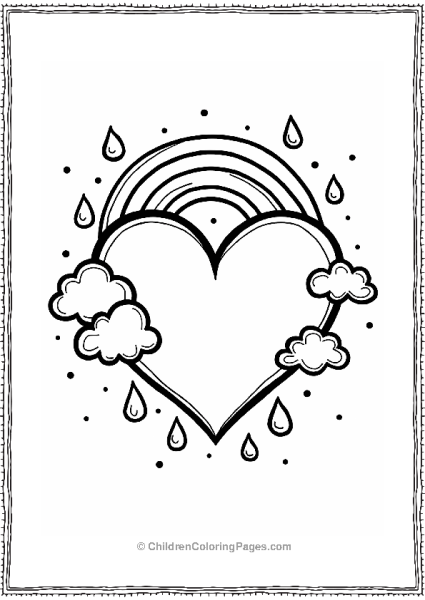 Heart Framed By Clouds And Raindrops Free PDF Printable