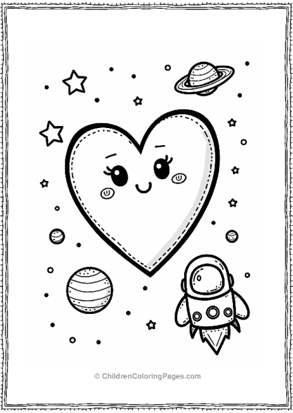 Heart In Outer Space With Astronaut Helmet Free PDF Printable